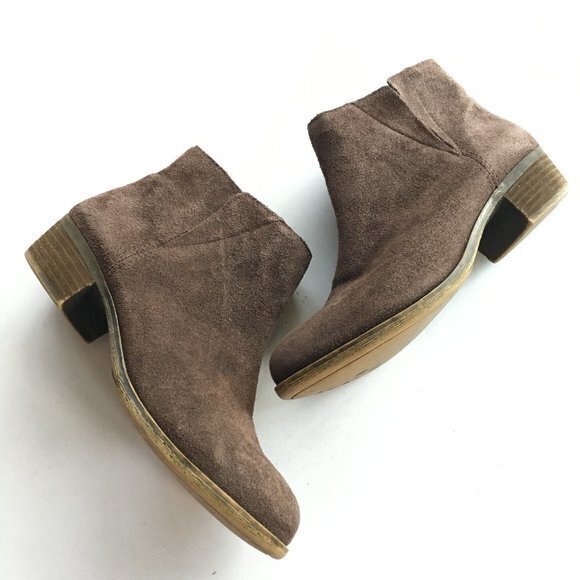 Lucky Brand Benissa Booties Ankle Boots Brown Suede Leather Womens Size … - Picture 2 of 9